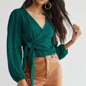 🌹🌹🌹Francesca’s Go Fashion London Crop Top with Puff Sleeves